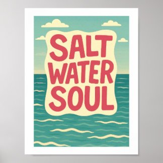 Salzwasserseele Retro-Strand Ozean-Typografie Küst Poster