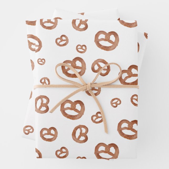 Salzweiche Wasserfarben Prätzelmuster Geschenkpapier Set (Beispiel)