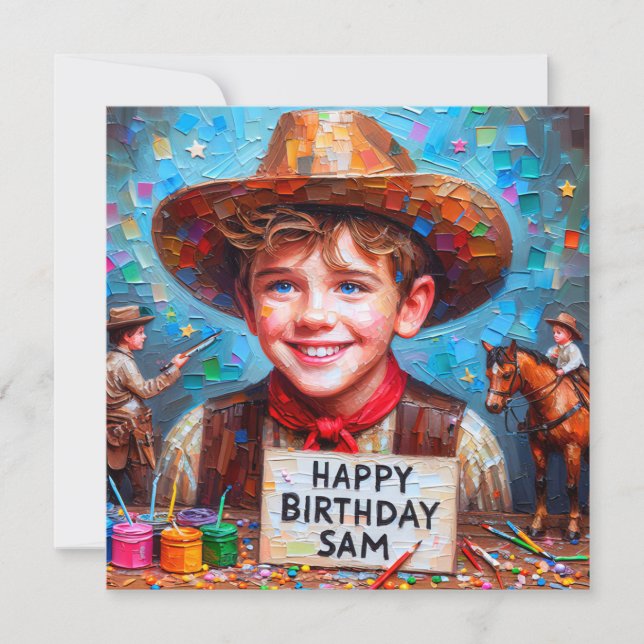 SAM ~ Geburtstagskarte ~ Cowboy ~ Flat Card (Vorderseite)
