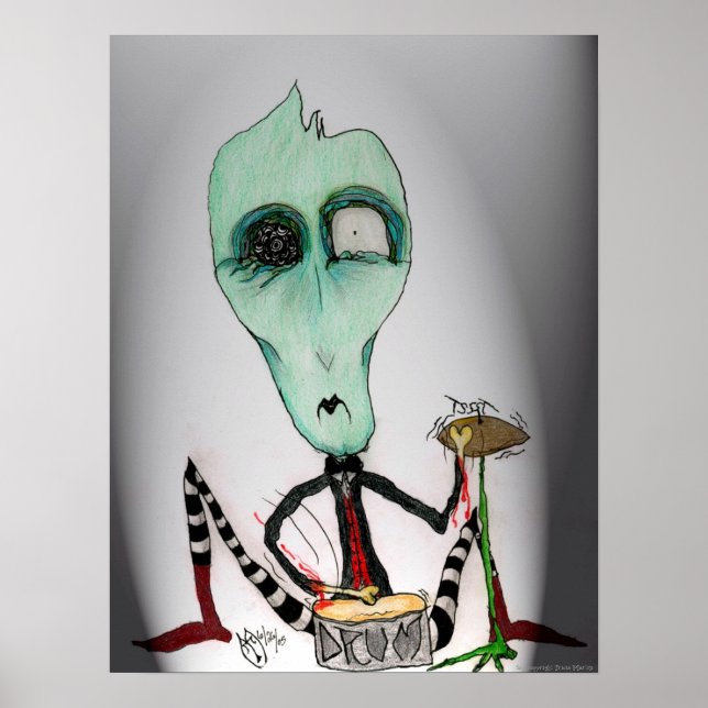 Sam- Ghoulie Drummer Art Poster von Tricia Martin (Vorne)
