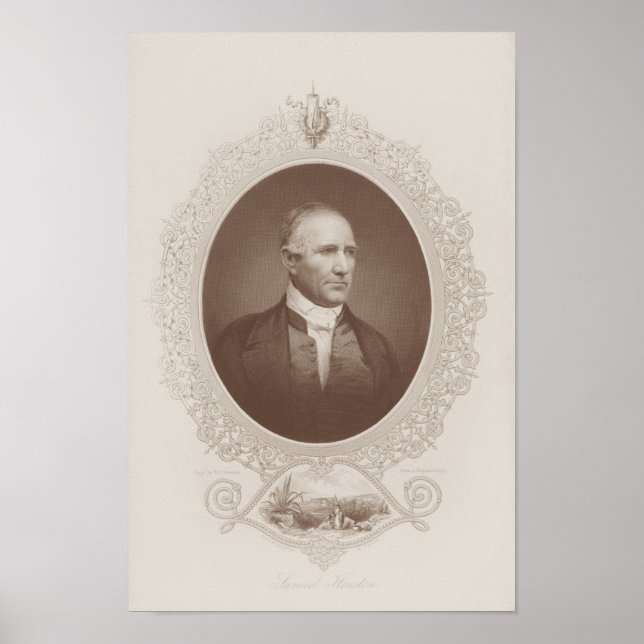 Sam Houston Graved Portrait Poster (Vorne)