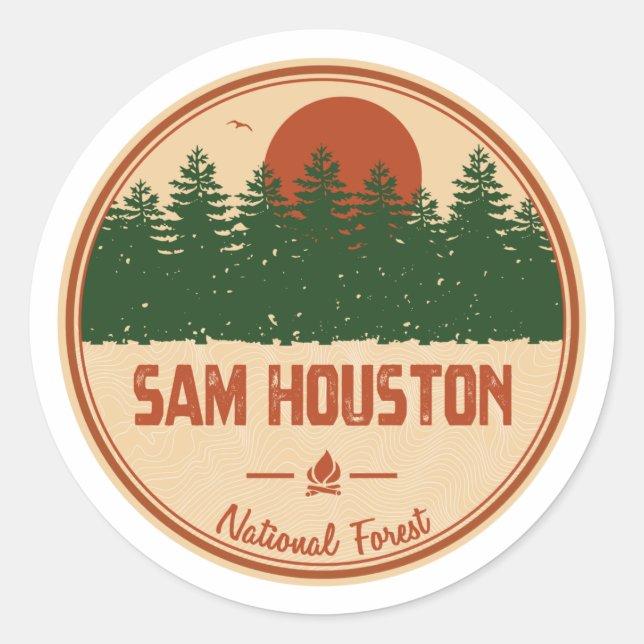 Sam Houston National Forest Runder Aufkleber (Vorderseite)