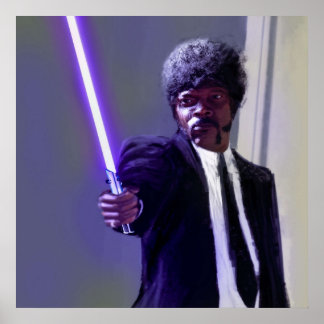 Sam L Jackson mit einem Lichtschwert Poster
