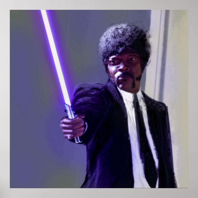 Sam L Jackson mit einem Lichtschwert Poster (Vorne)