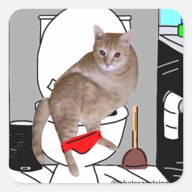 Sam Le Cat Privacy Bitte Stickers (Vorderseite)