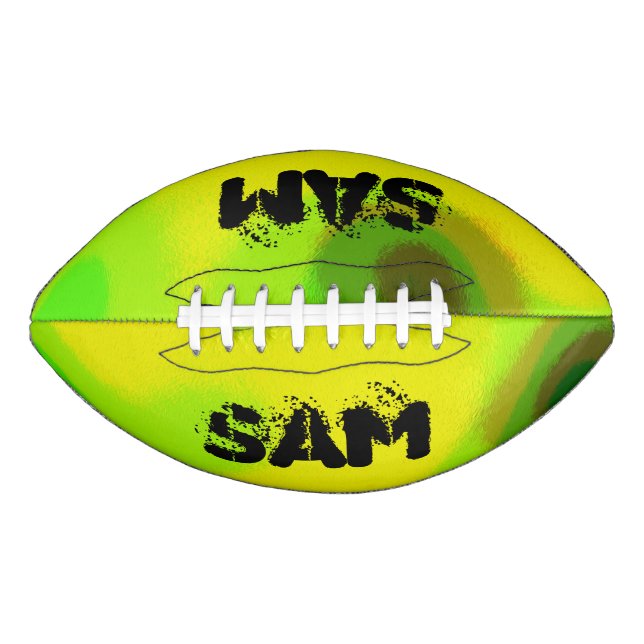 Sam Name auf grüner und gelber Ölfarbe, Football (Vorderseite)