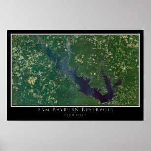 Sam Rayburn Lake Texas Satellite Poster Karte