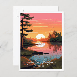Sam Rayburn Texas Vintage Reise Illustration Postkarte