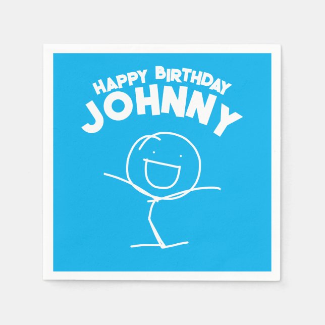 Sam Stickman Birthday Paper Napkins Serviette (Vorderseite)