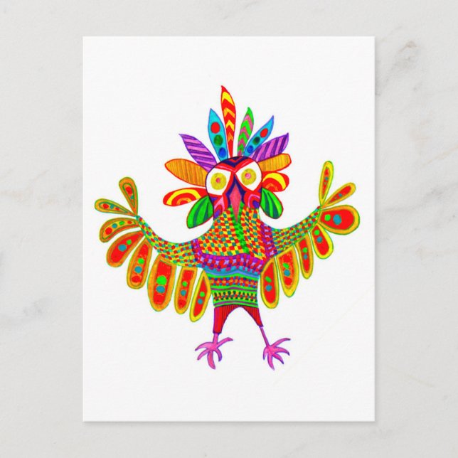 Sam the Mardi Gras Owl Post Card Postkarte (Vorderseite)