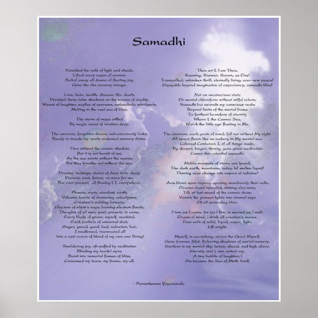 Samadhi-Gedicht von Yogananda Poster (Vorne)
