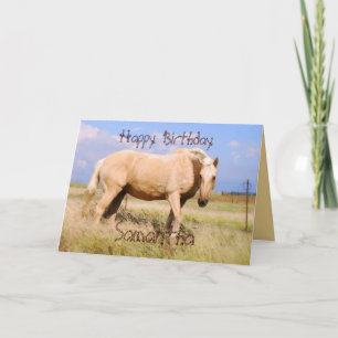 Samantha Happy Birthday Palomino Pferdekarte Karte