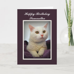 Samantha Happy Birthday White Cat Card Karte