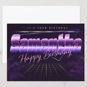 Samantha Name Vorname lila retro Karte Geburtstag