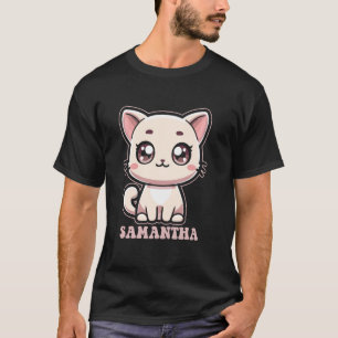 Samantha Süße Kitty Katze Design für Mädchen Name T-Shirt