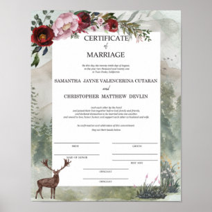 Samantha und Chris Certificate of Marriage Poste Poster