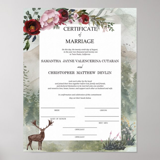 Samantha und Chris Certificate of Marriage Poster (Vorne)