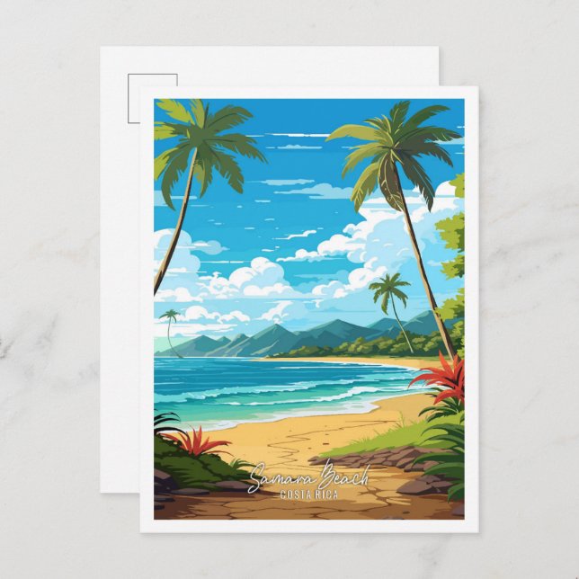 Samara Beach Costa Rica Vintage Travel Postkarte (Vorne/Hinten)