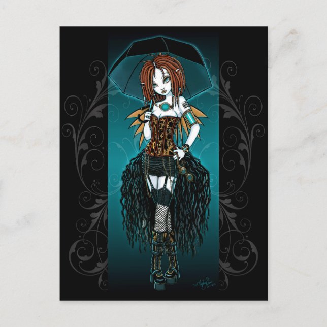 "Samara" Steampunk Cyber Fairy Postcard Postkarte (Vorderseite)