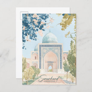 Samarkand Usbekistan Gouache Illustration Travel Postkarte