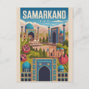 Samarkand Usbekistan Retro-Reiseplakat-Kunst Feiertagspostkarte