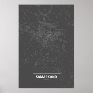 Samarkand, Usbekistan (weiß auf Schwarzem) Poster