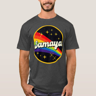 Samaya Regenbogen im Vintagen Stil im Weltraum T-Shirt
