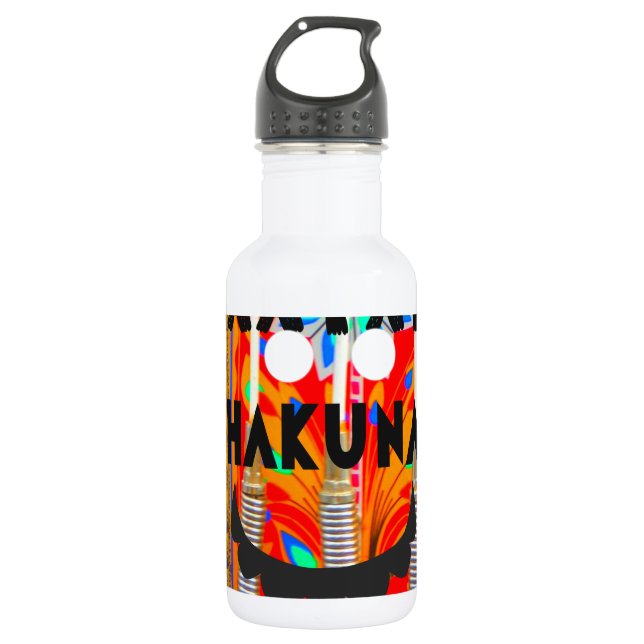 Samba Karnevalfarben Hakuna Matata blings.png Edelstahlflasche (Vorderseite)