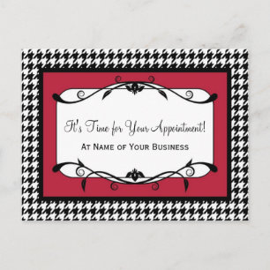 Samba Red Hahnentrittmuster Termin Erinnerung Postkarte