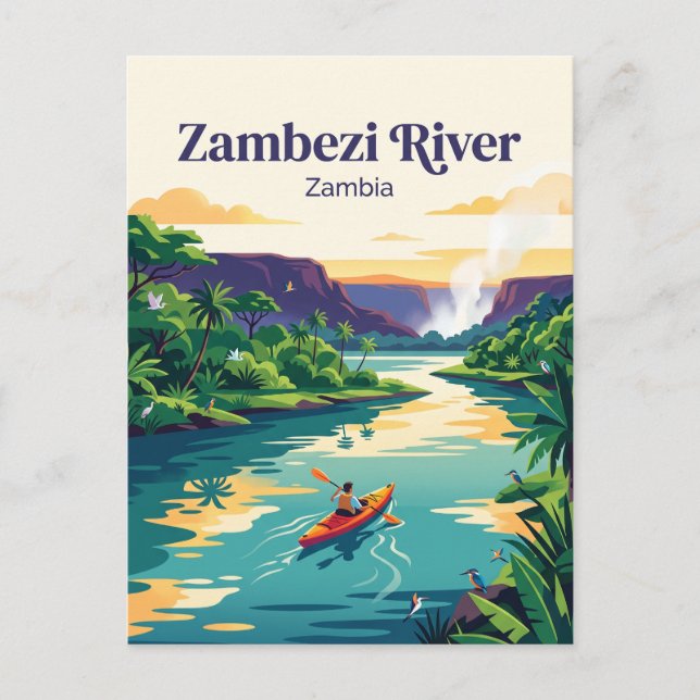 Sambesi-Fluss, Sambia Postkarte (Vorderseite)