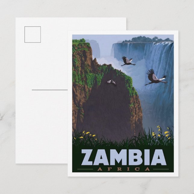 Sambia Afrika Vintage Reise  Postkarte (Vorne/Hinten)