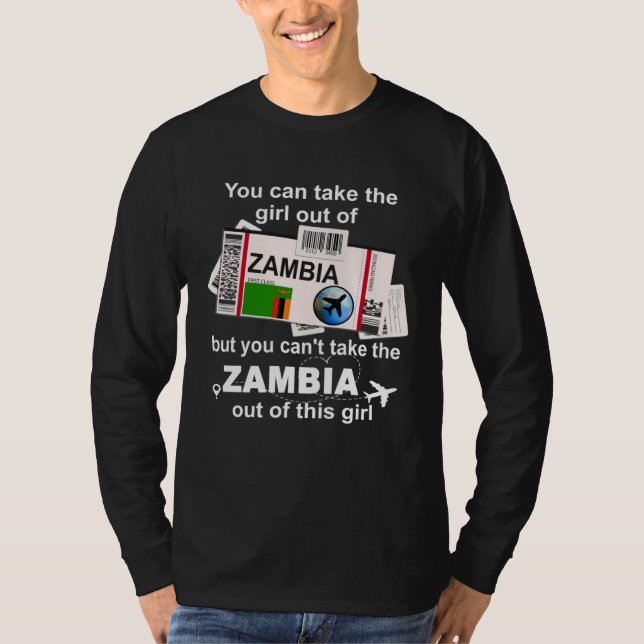 Sambia Bordkarte  Sambia Mädchen  Sambia T-Shirt (Vorderseite)