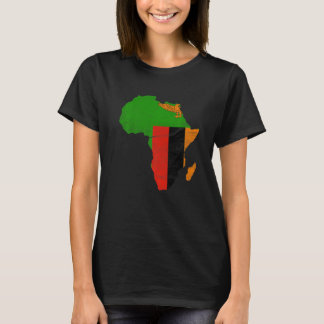 Sambia-Flagge Afrika Kontinent Silhouette Geschenk T-Shirt