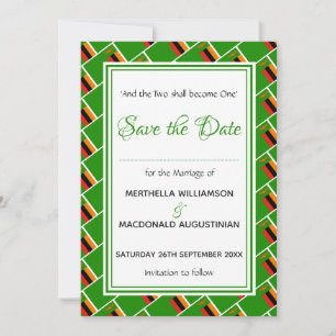 Sambia-Flagge Individuelle Schriftstelle Stylische Save The Date