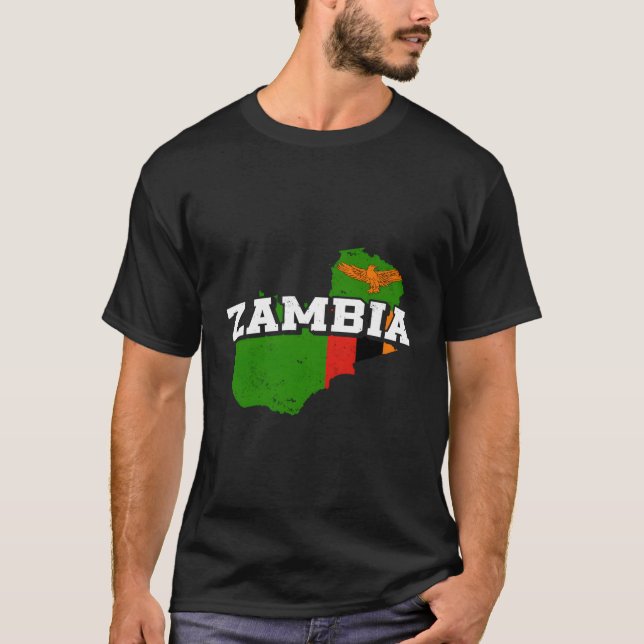 Sambia Karte und Flagge Souvenir Sambia T-Shirt (Vorderseite)