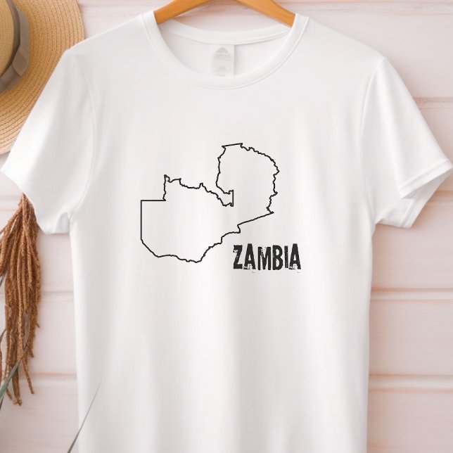 Sambia Landkarte Sambischer Grenzlinie Gestalt T-Shirt (Von Creator hochgeladen)