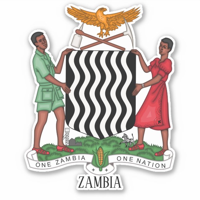 Sambia National Coat of Arms Patriotic Aufkleber (Vorderseite)