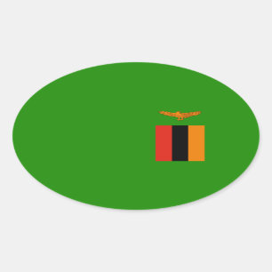 Sambia - sambianische Flagge Ovaler Aufkleber