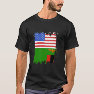 Sambia USA Amerika Vintage Sambischer Flagge Sambi T-Shirt