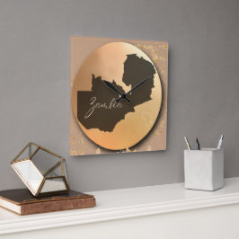 Sambia x Afrika Quadratische Wanduhr