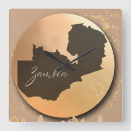 Sambia x Afrika Quadratische Wanduhr