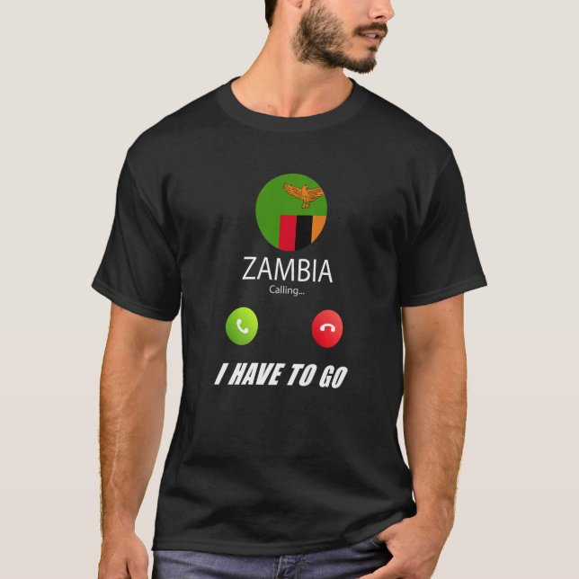 Sambische Flagge Souvenir Sambia ruft an T-Shirt (Vorderseite)