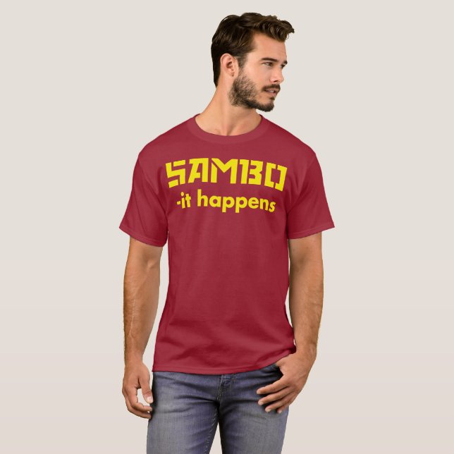 SAMBO - es geschieht gelber Text des MIXED MARTIAL T-Shirt (Vorne ganz)