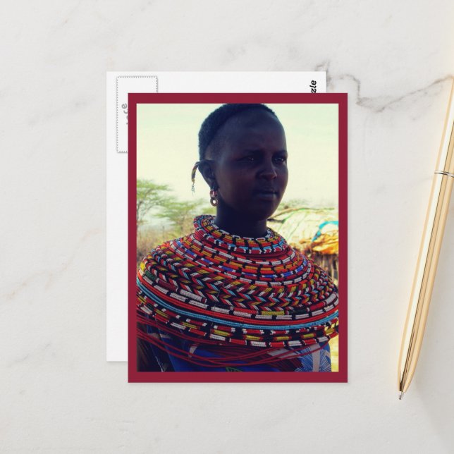 Samburu Stammfrau Postkarte (Vorderseite/Rückseite Beispiel)