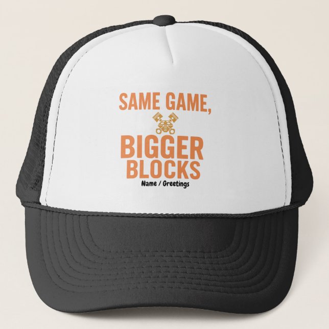 Same Game, Bigger Blocks Funny Mechanic Quilter  Truckerkappe (Vorderseite)