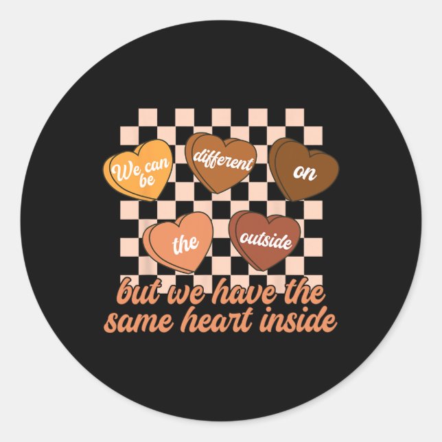 Same Heart Black History Month Kariert Candy Con Runder Aufkleber (Vorderseite)