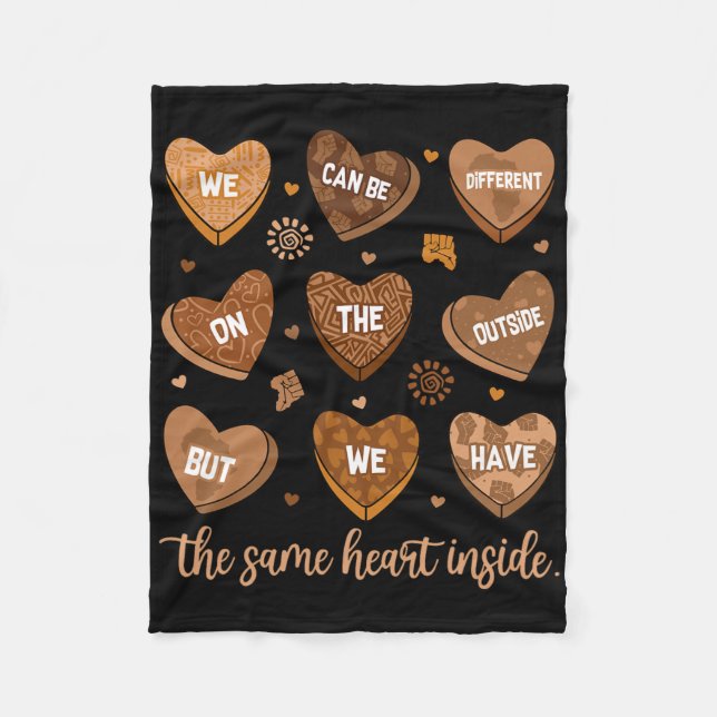Same Heart Inside Black History Month Afrikanisch  Fleecedecke (Vorderseite)