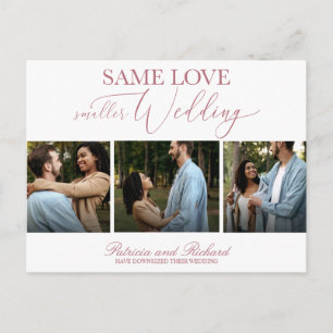 Same Love Downsize-Hochzeit Schlicht Elegant 3 Fot Postkarte
