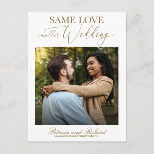 Same Love Downsize-Hochzeit Schlicht Elegant Foto  Postkarte