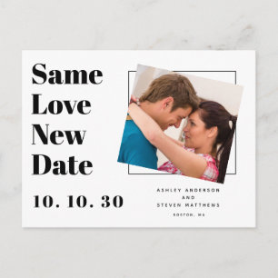 Same Love Moderne Typografie Foto Save the Date Po Postkarte